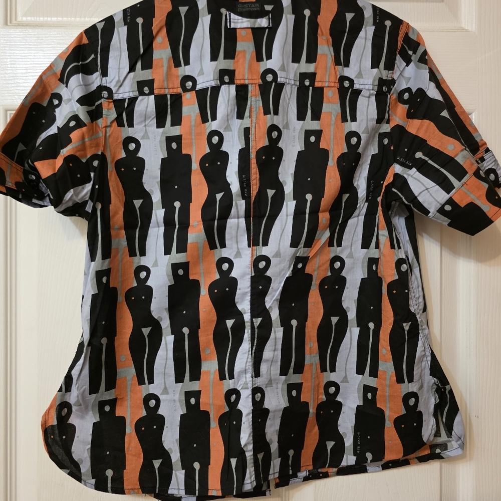 Stylish Black and Orange Patterned Button Up Shir… - image 5